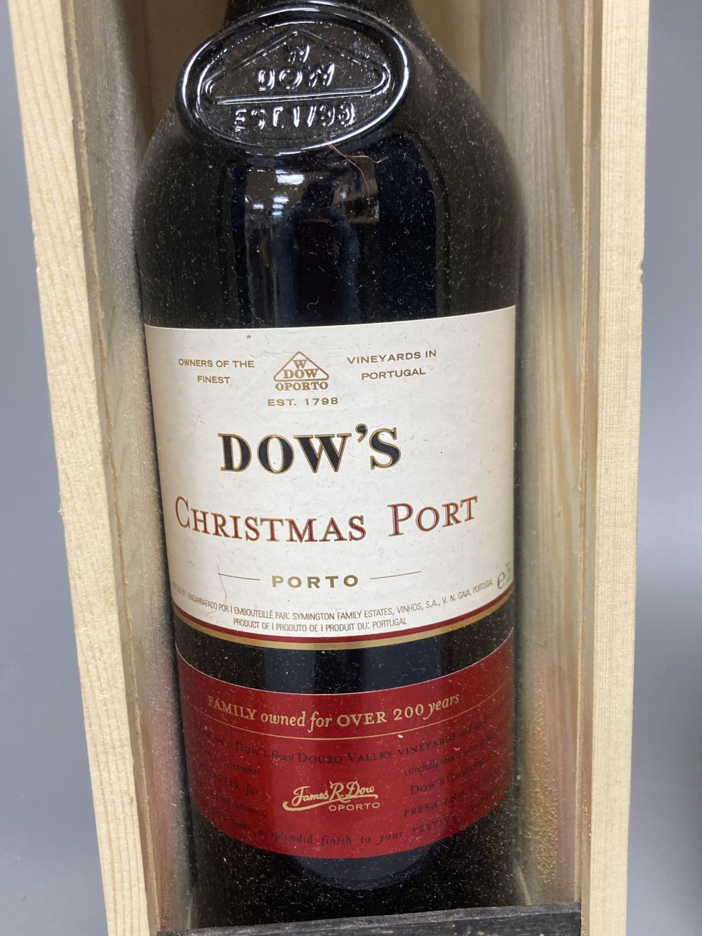 One bottle of Dows Christmas Port and a bottle of Chateau Pitray 1974